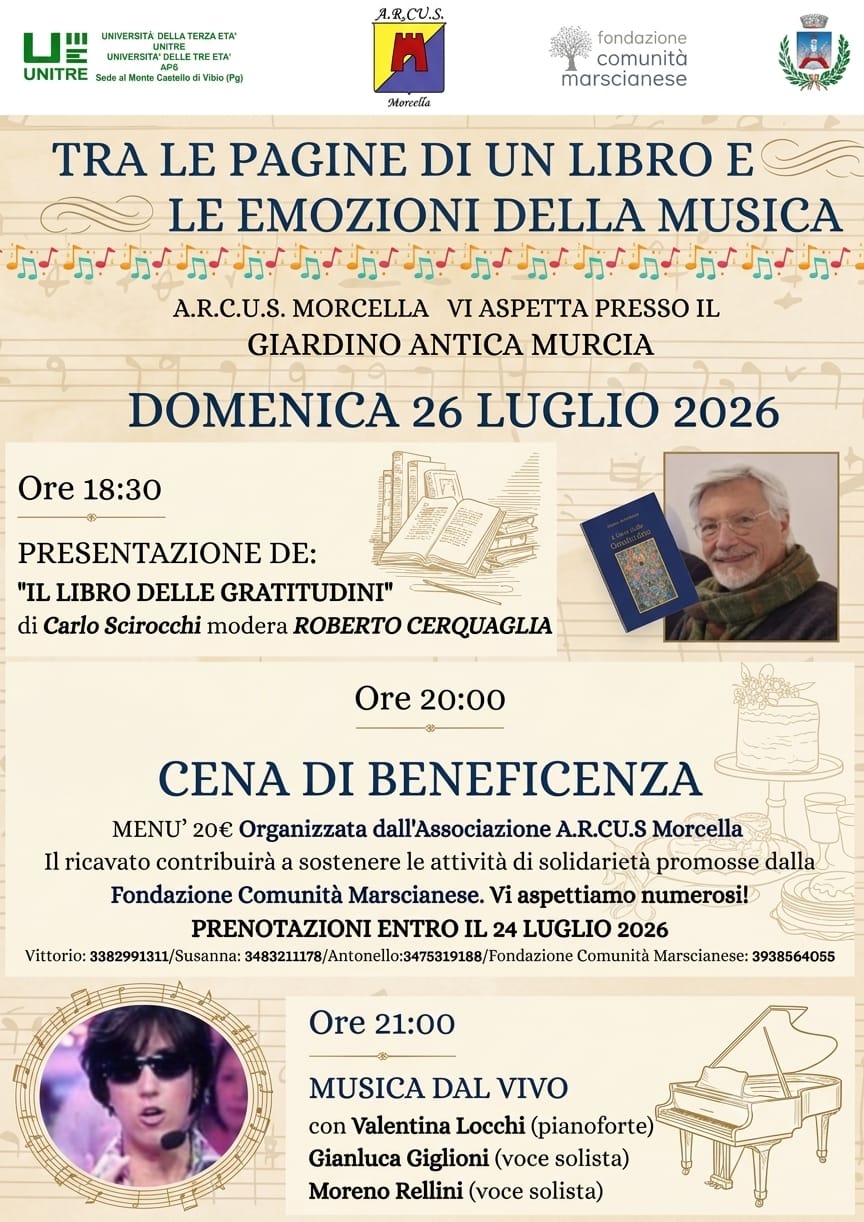 Locandina dell'evento “Tra le pagine di un libro e le emozioni della musica”