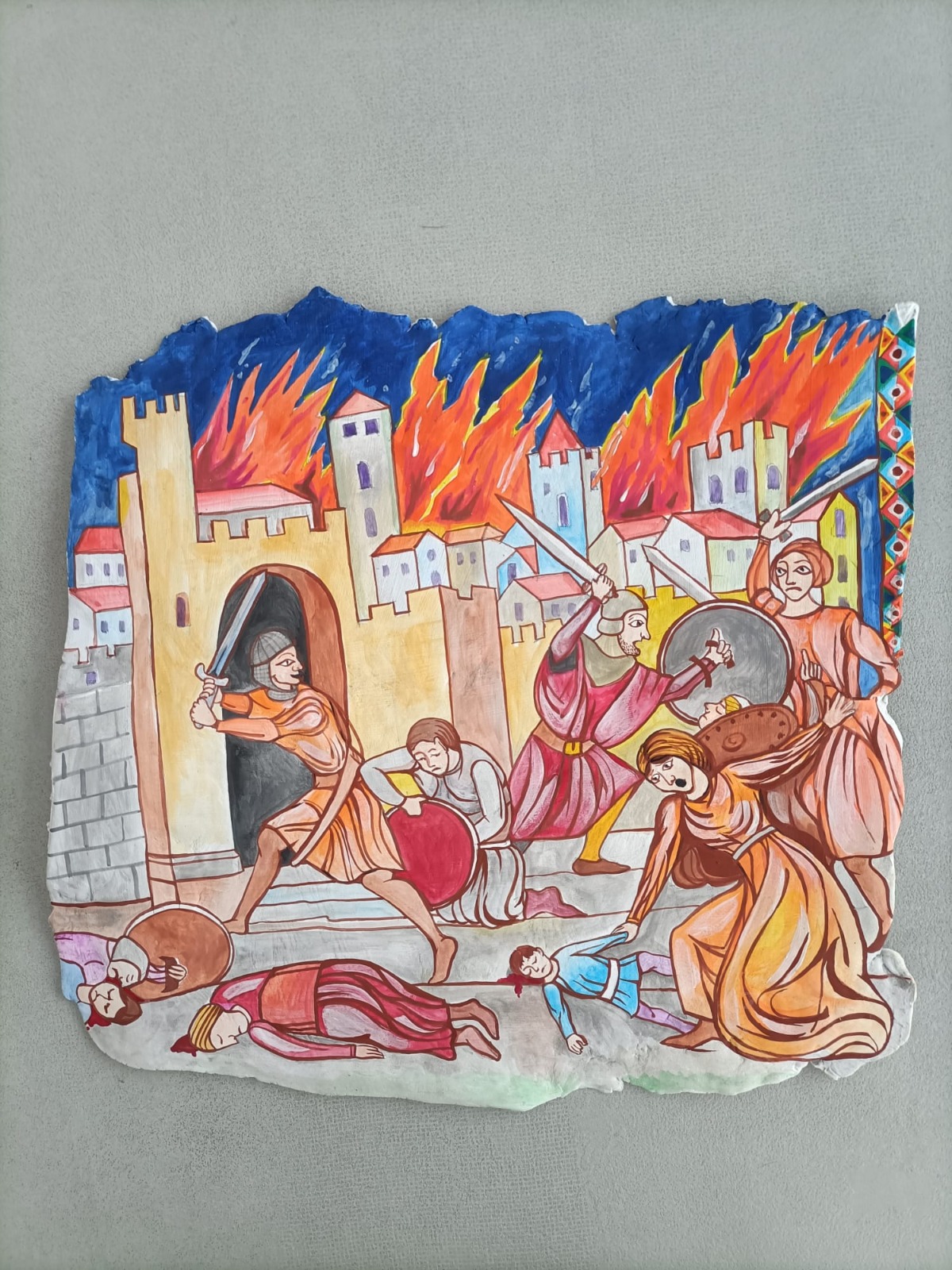 Montone in fiamme e saccheggiata, questa l'illustrazione della prima pagina del racconto su Albertino