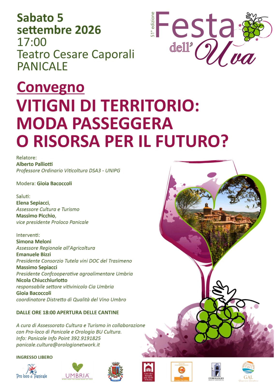 Panicale – Festa dell’Uva, il 5 settembre convegno sui vitigni di territorio Panicale – Festa dell’Uva, il 5 settembre convegno sui vitigni di territorio