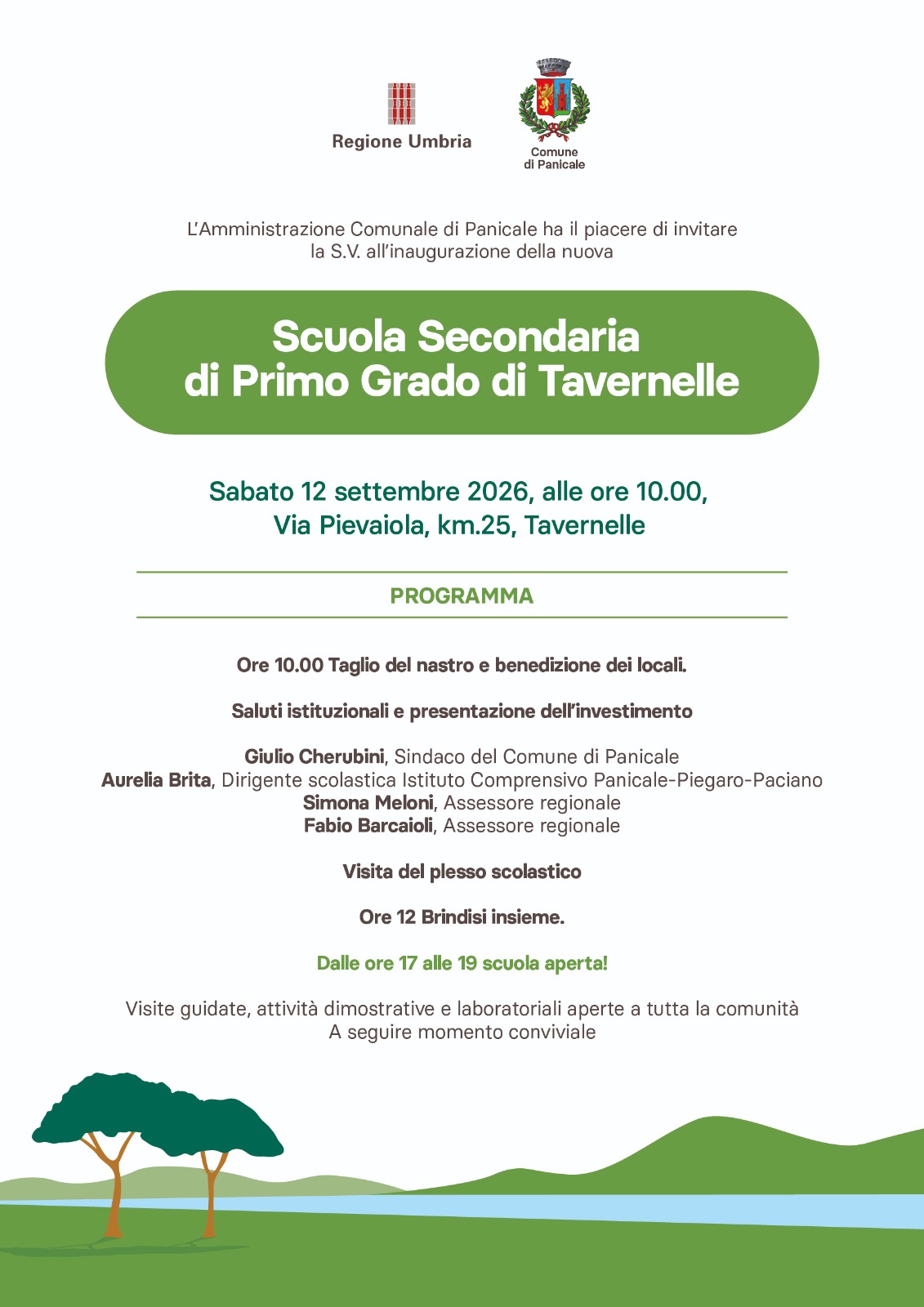 Panicale, sabato il taglio del nastro della nuova Secondaria di primo grado di Tavernelle