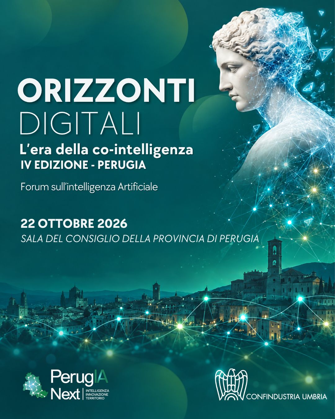 PerugIA Next, il 22 ottobre nel Palazzo della Provincia di Perugia cinque incontri gratuiti sull'intelligenza artificiale per cittadini, amministratori e imprese