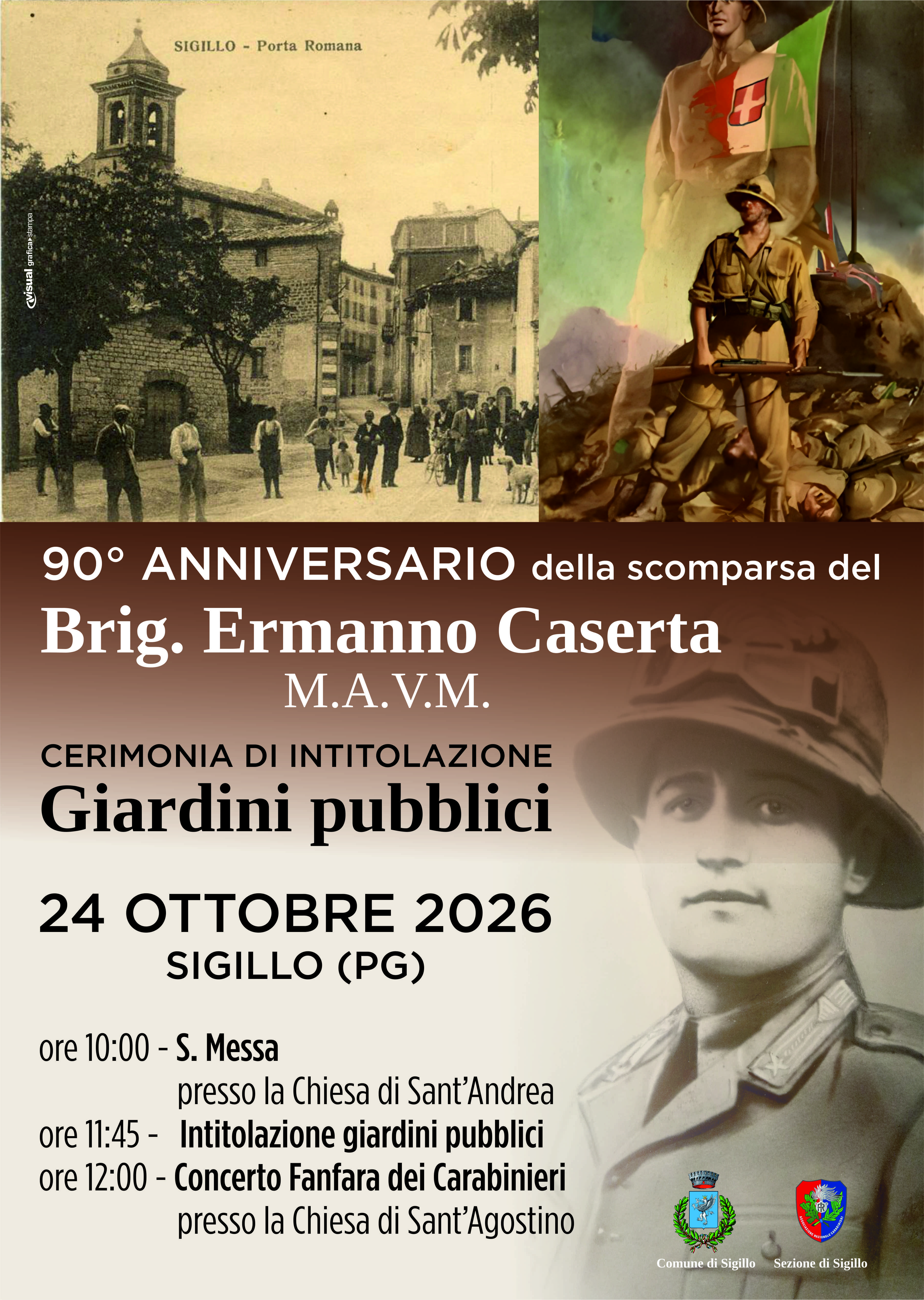 Sigillo intitola i Giardini pubblici al Brigadiere Ermanno Caserta