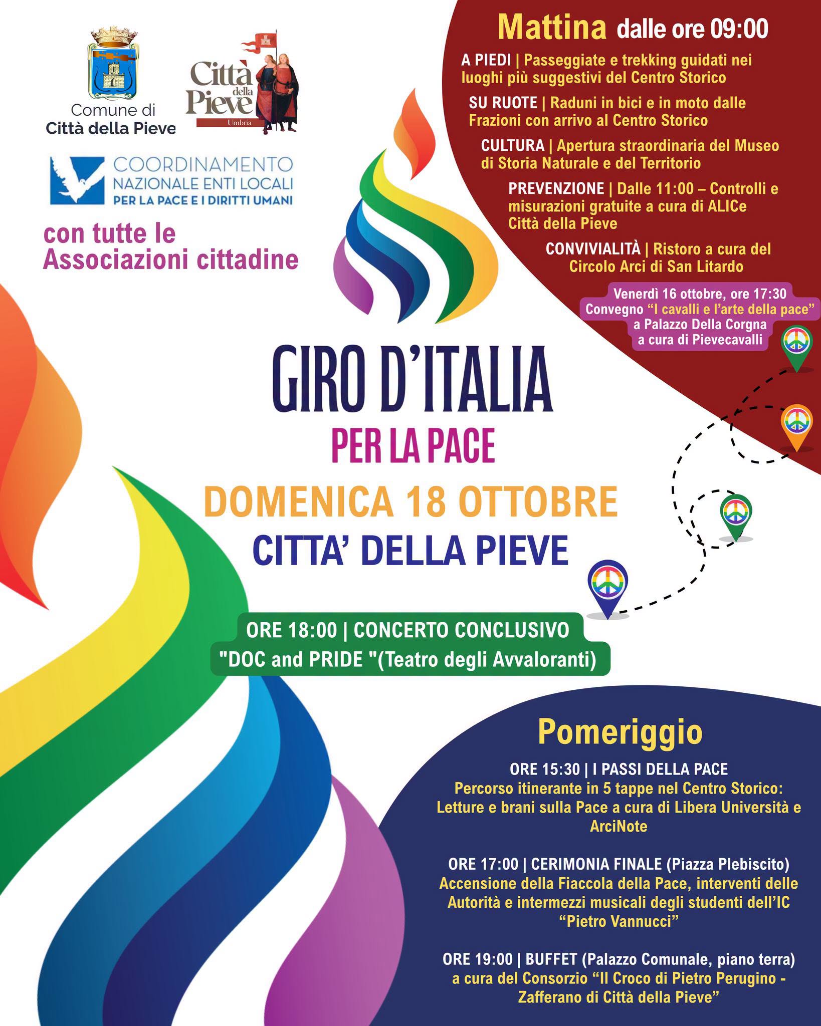 Citt&agrave; della Pieve aderisce al &ldquo;Giro d&rsquo;Italia per la pace&rdquo;