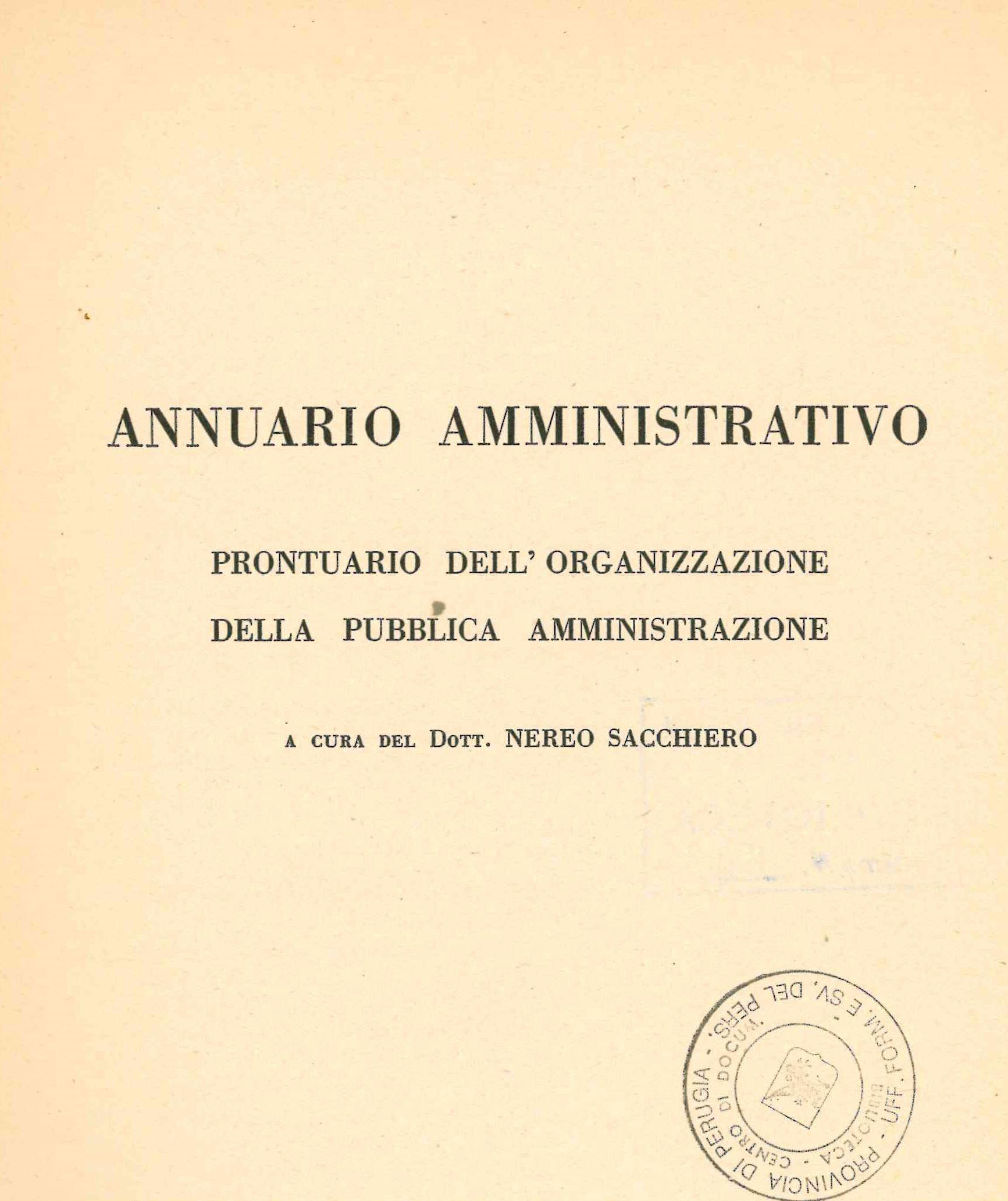 Annuario amministrativo: prontuario organizzativo