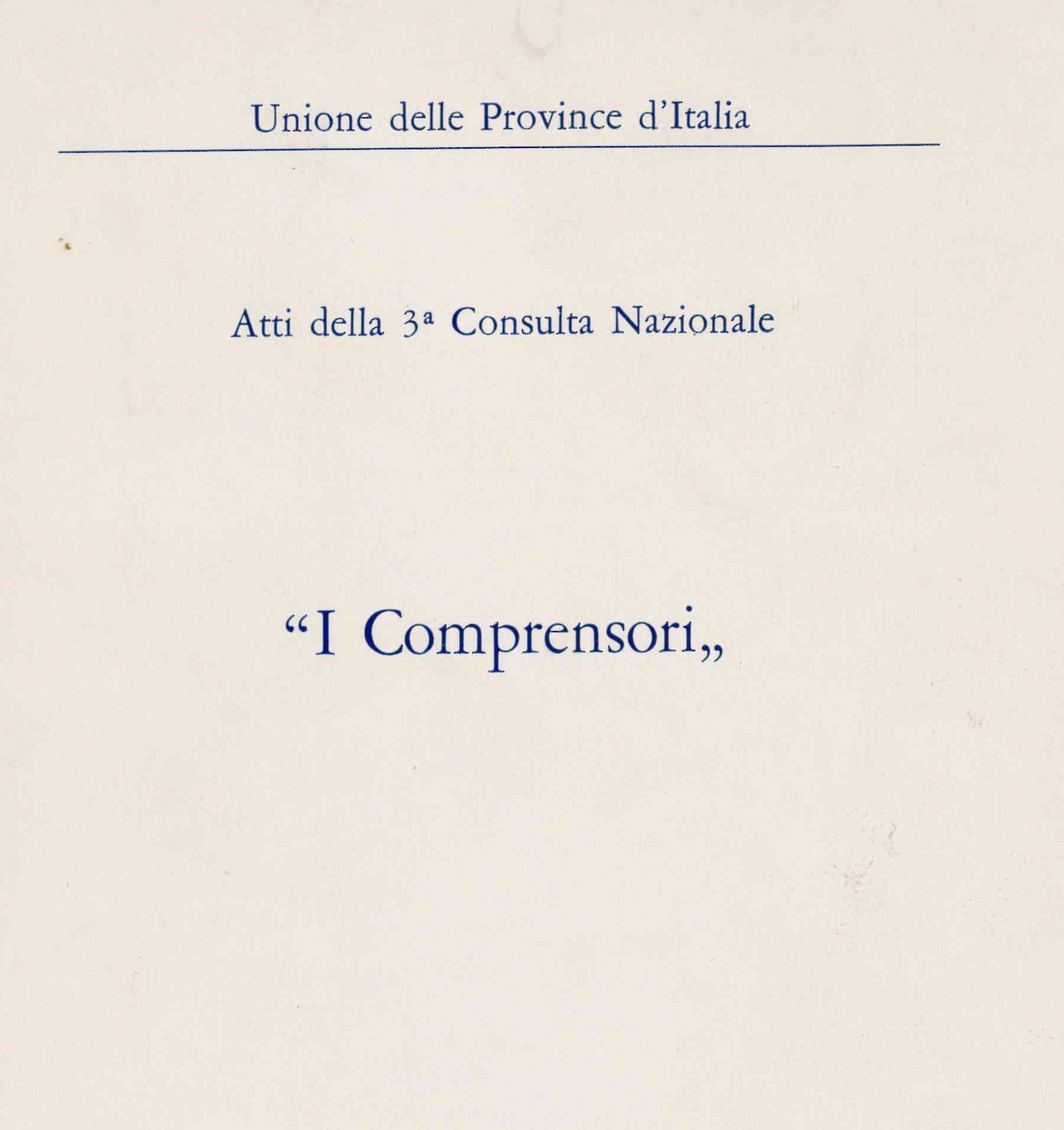 Atti della III° Consulta Nazionale. I Comprensori