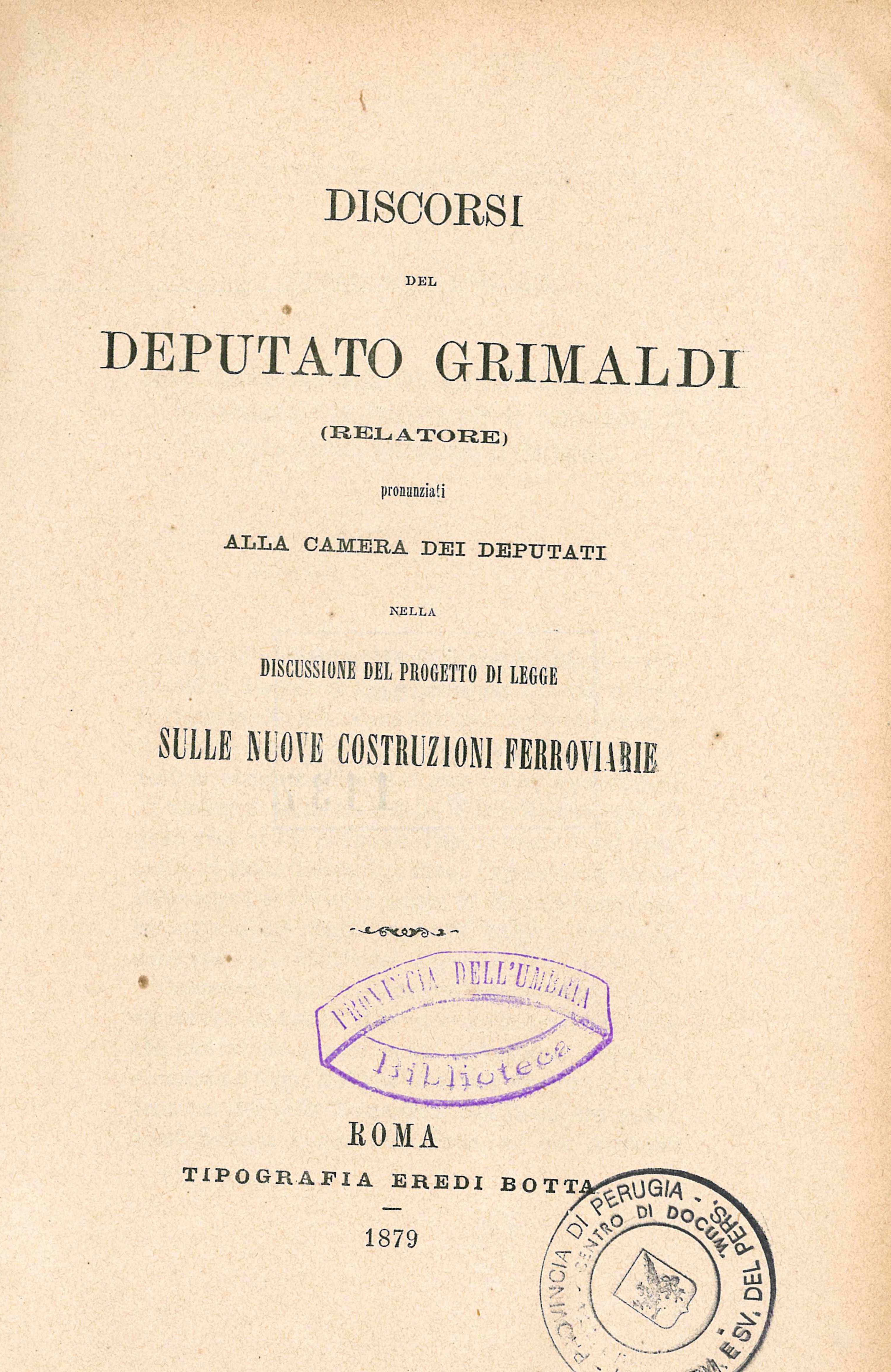 Discorsi del deputato Grimaldi