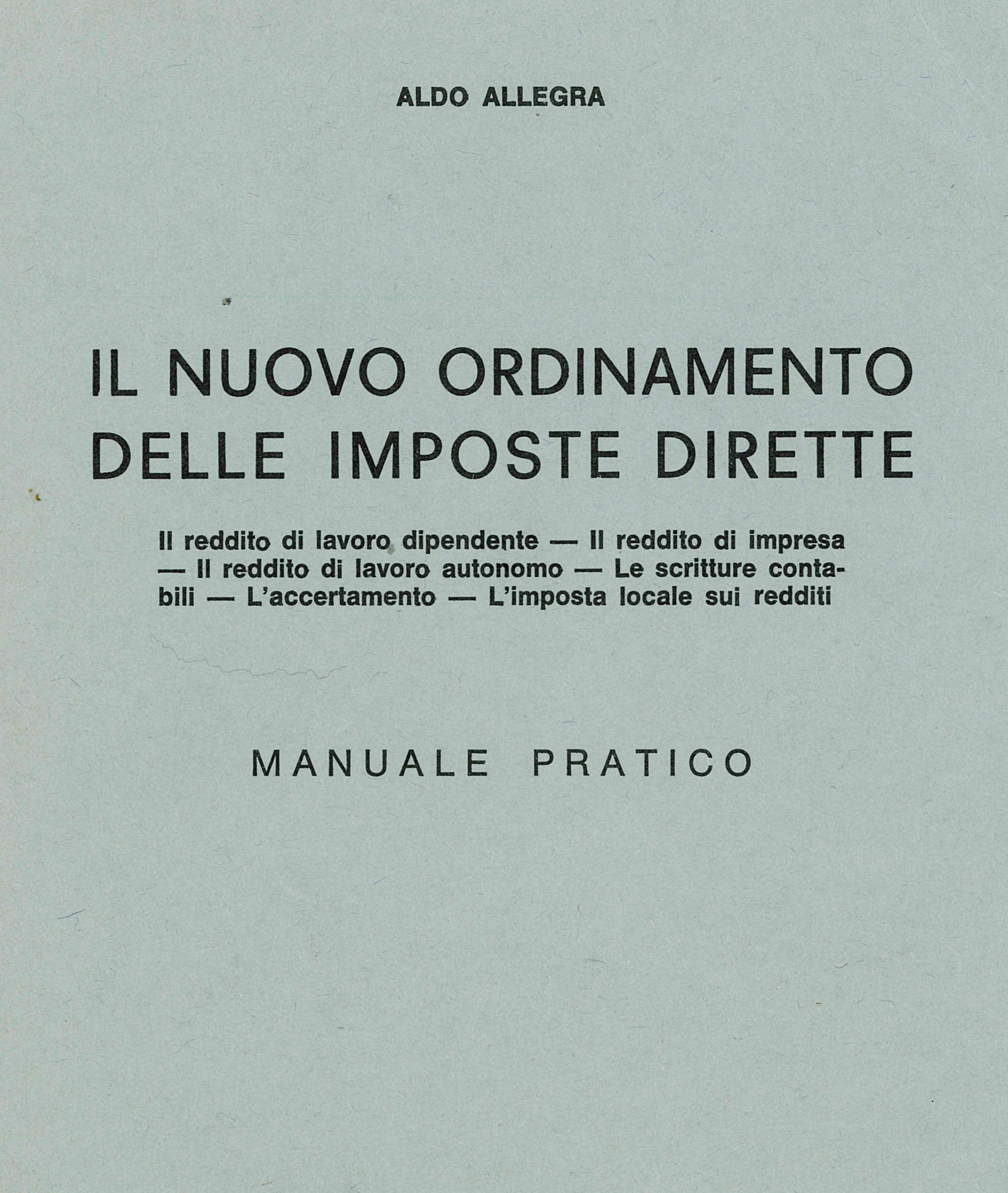 Il nuovo ordinamento delle imposte dirette