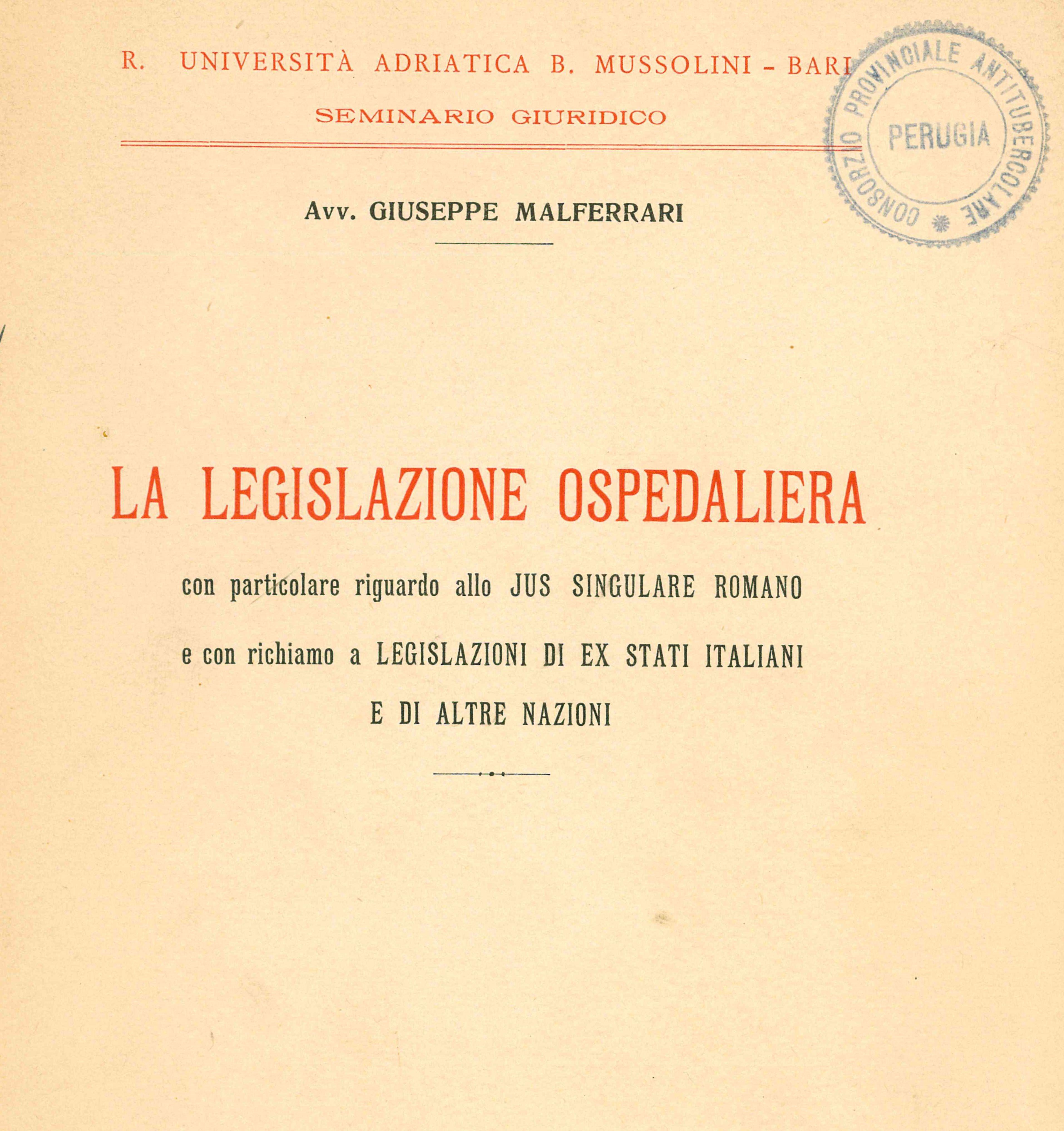 La legislazione ospedaliera