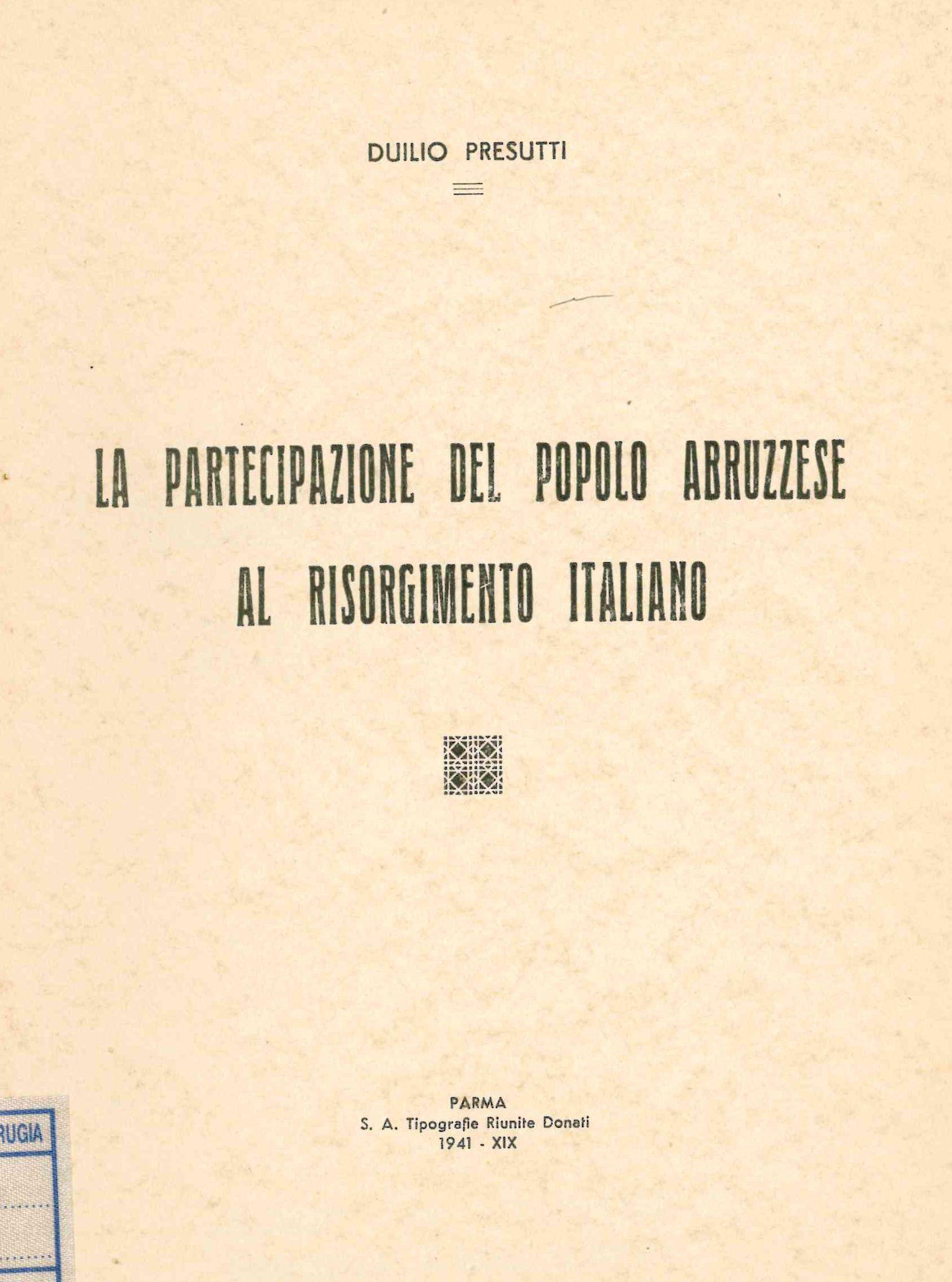 La partecipazione del popolo abruzzese al risorgimento italiano