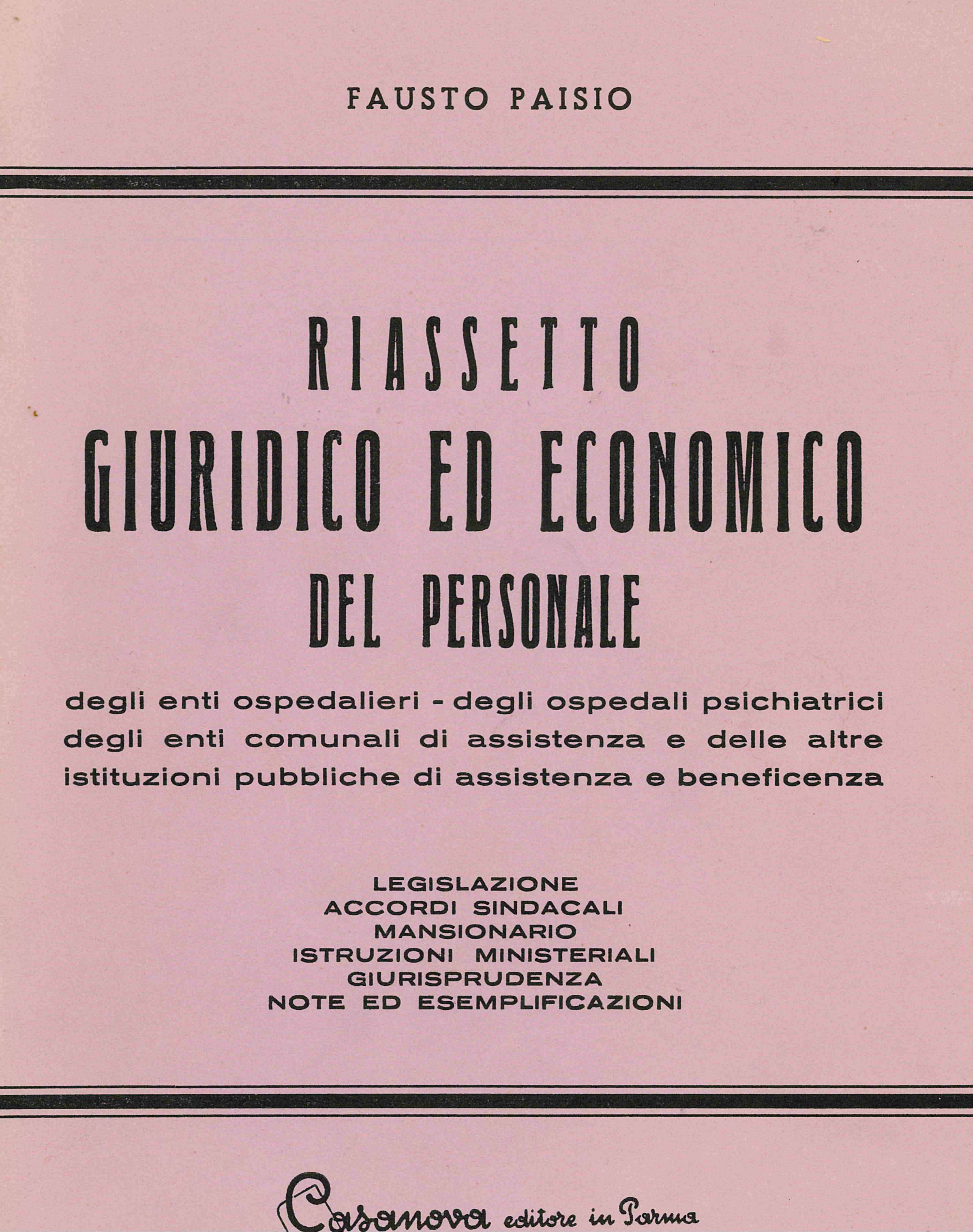 Riassetto economico e giuridico del personale