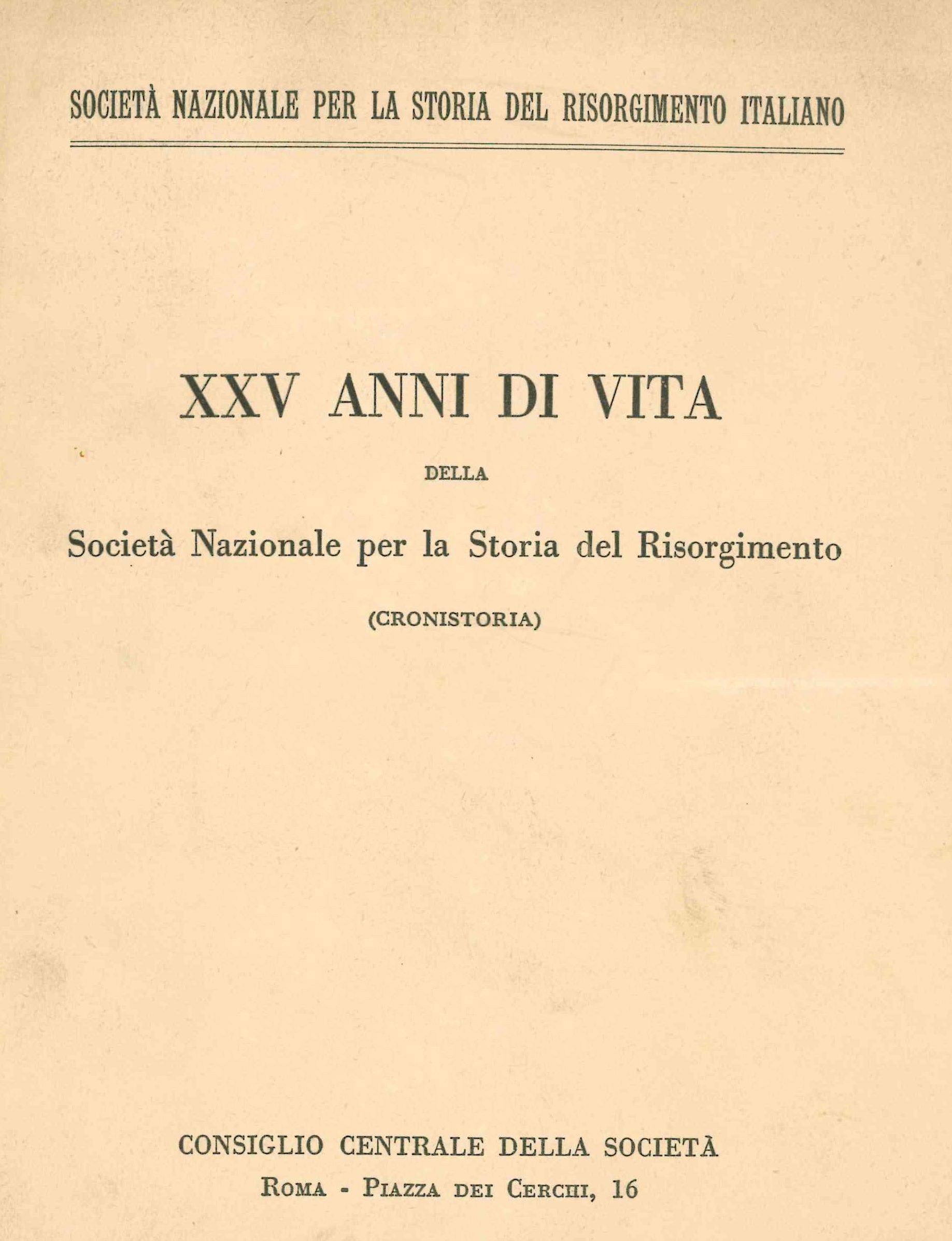 XXV anni di vita