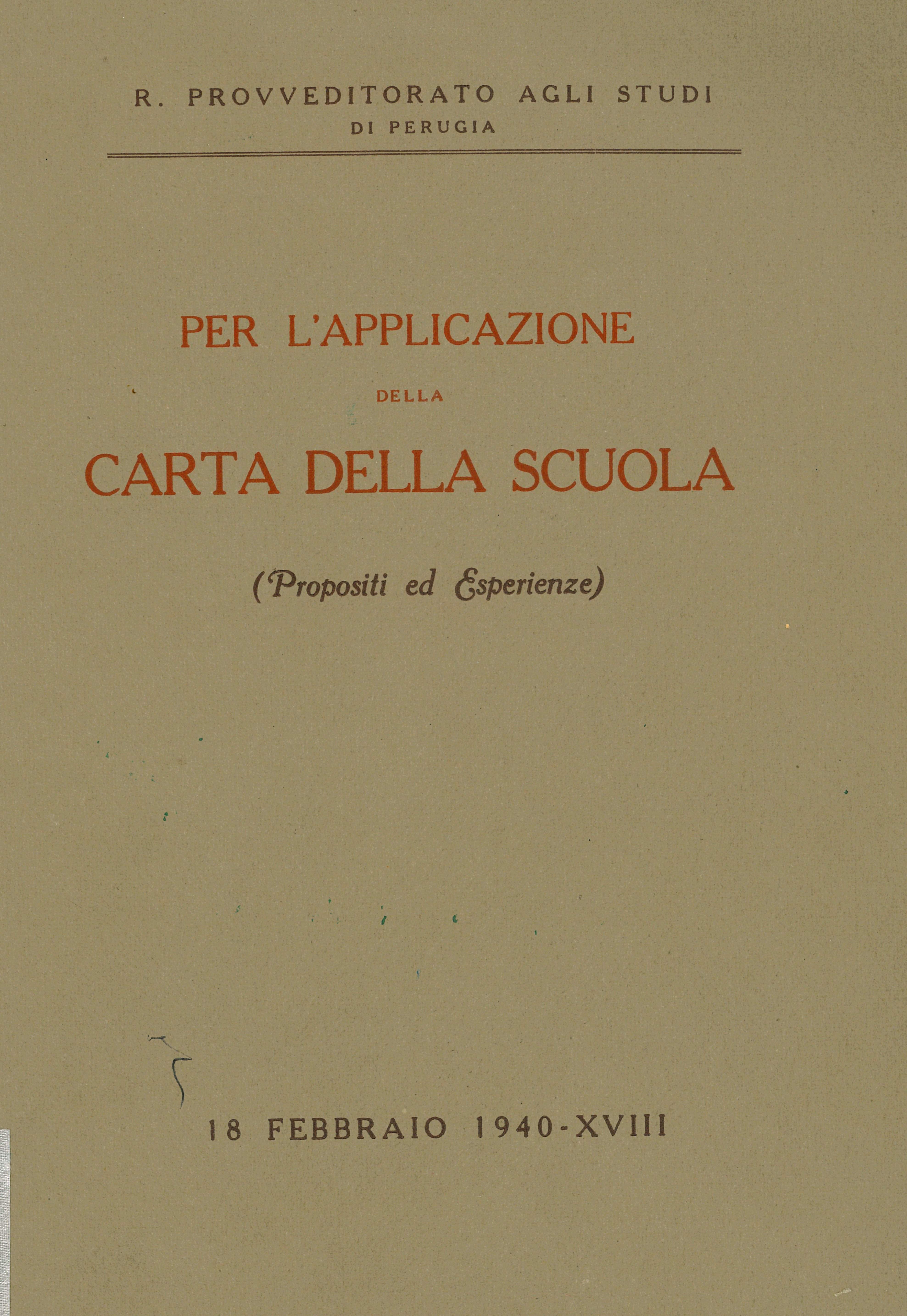 Per l'applicazione della Carta della scuola