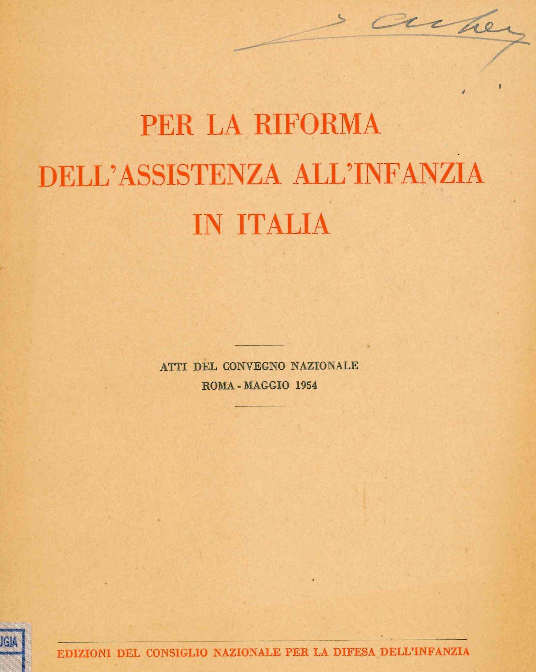 Per la riforma dell'assistenza all'infanzia in Italia