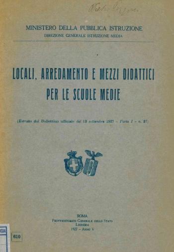 Locali, arredamento e mezzi didattici per le scuole medie