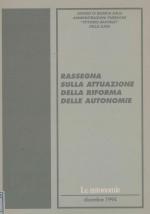 Copertina Rassegna sulla attuazione della riforma delle autonomie