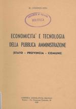 Economicità e tecnologia della pubblica amministrazione (Stato - Provincia – Comune)